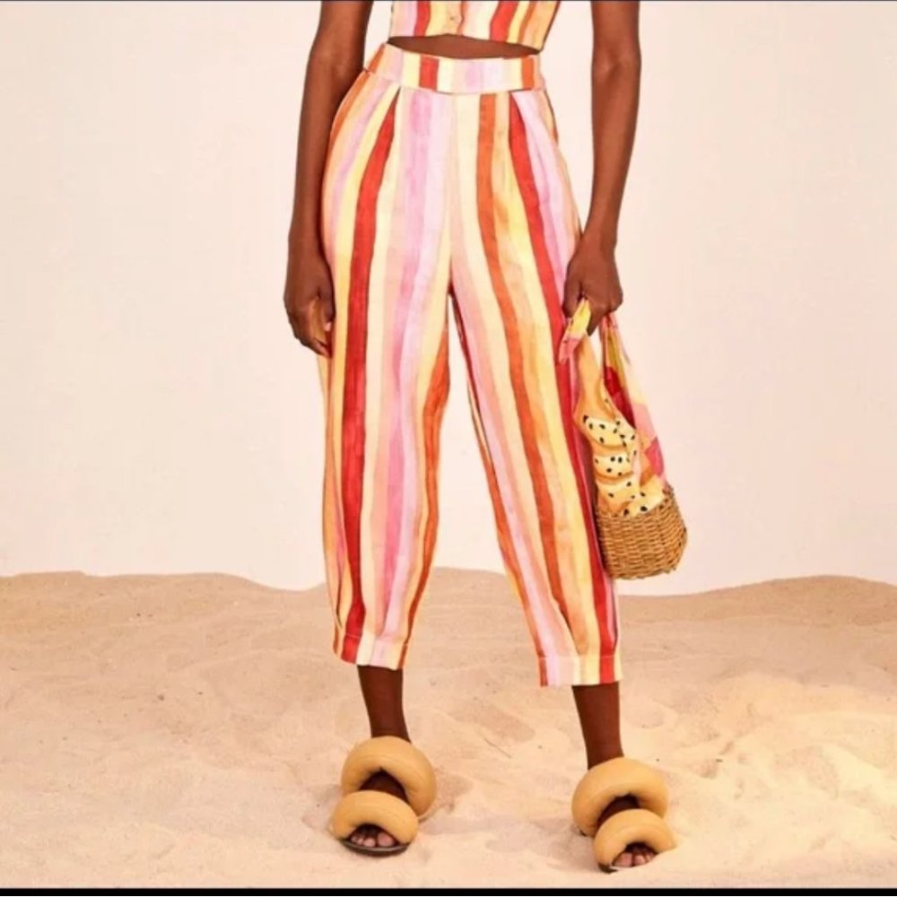 NWT FARM Rio Sunny Stripe Pants Multi